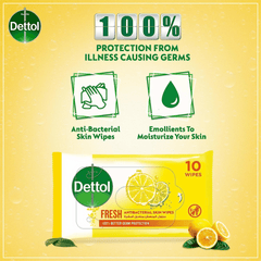 Dettol Fresh Antibacterial Skin and Surface Wipes 10s