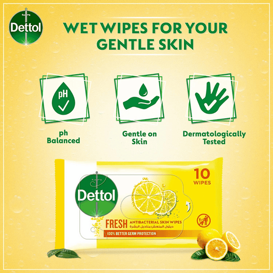 Dettol Fresh Antibacterial Skin and Surface Wipes 10s