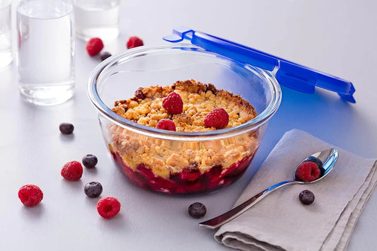 Pyrex Cook & Go Glass Round Dish with Lid, 0.7L, 287PG00