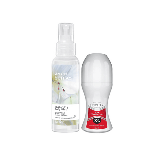 Avon Body Mist White Lily & Max Protection Roll On Pack