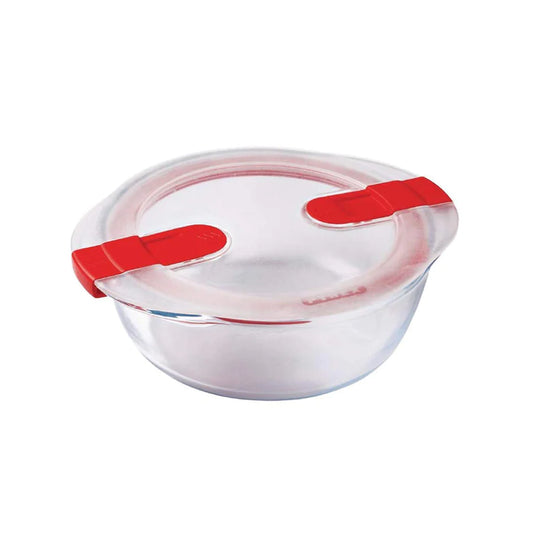Pyrex Cook & Heat Glass Round Dish With Lid, 1.1L, 207PH00