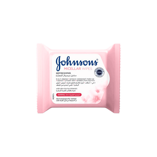 J&J Facial Wipes Micellar Refreshing Normal Pink, 25s