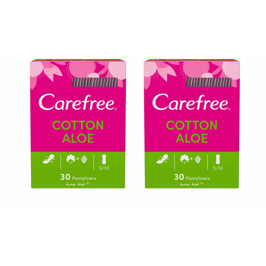 Carefree Cotton Feel Panty Liners With Aloe Vera, Single 30's, 2 @ 35% OFF