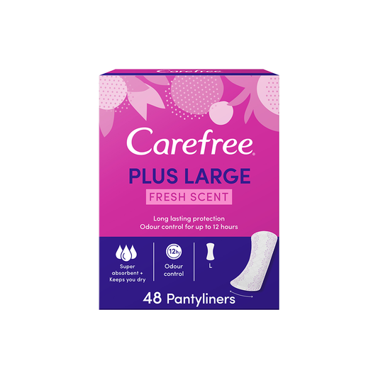 Carefree Plus Large Panty Liners Fresh Scent 48's, 33% OFF