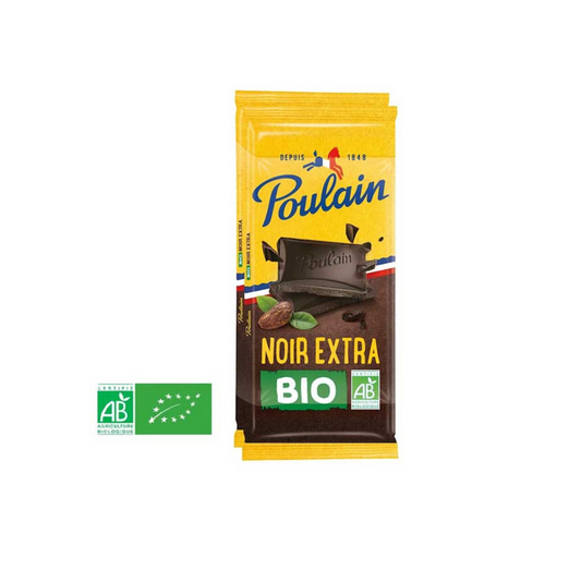 Poulain Tablette Noir Extra Bio, 2 X 85g