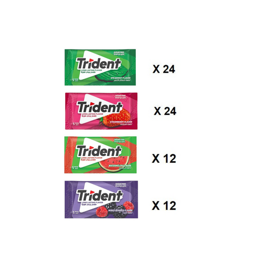 Trident Sugar Free Assorted Pack of 5 + 1 Free (72 Pcs)