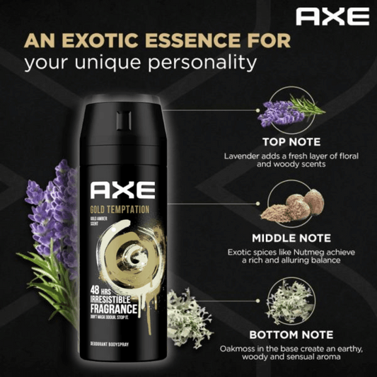 AXE Men Gold Temptation 48h Body Spray, 150ml