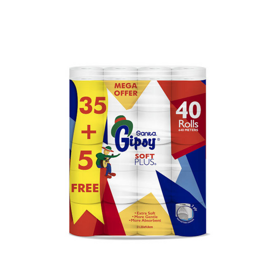 Gipsy Toilet Paper Soft Plus 3 Ply, 35 + 5 Rolls Free
