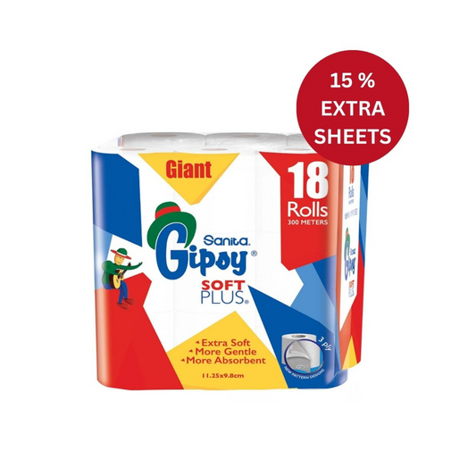 Gipsy Toilet Paper Soft Plus 3 Ply, 18 Rolls + 15% Extra Sheets
