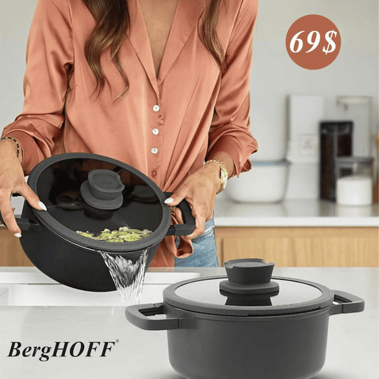 BergHOFF Set of 2, Non Stick Stone Casserole 20cm + Stockpot 24cm