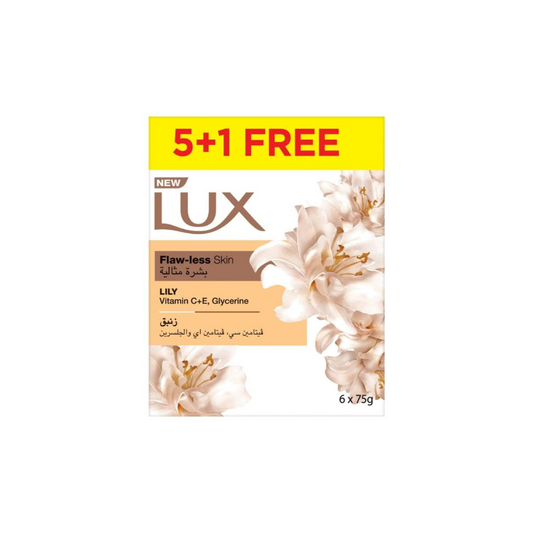 Lux Bar Soap Flaw-Less Lily Scent 75g, 5+1 Free