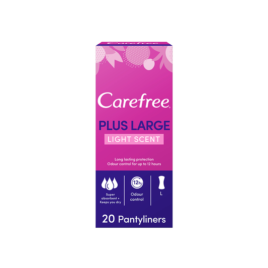 Carefree Plus Large Panty Liners Light Scent, 20'S