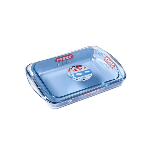Pyrex Classic Rectangular Glass Baking Roasting, Set of 2 - 2.6 L & 3.7 L