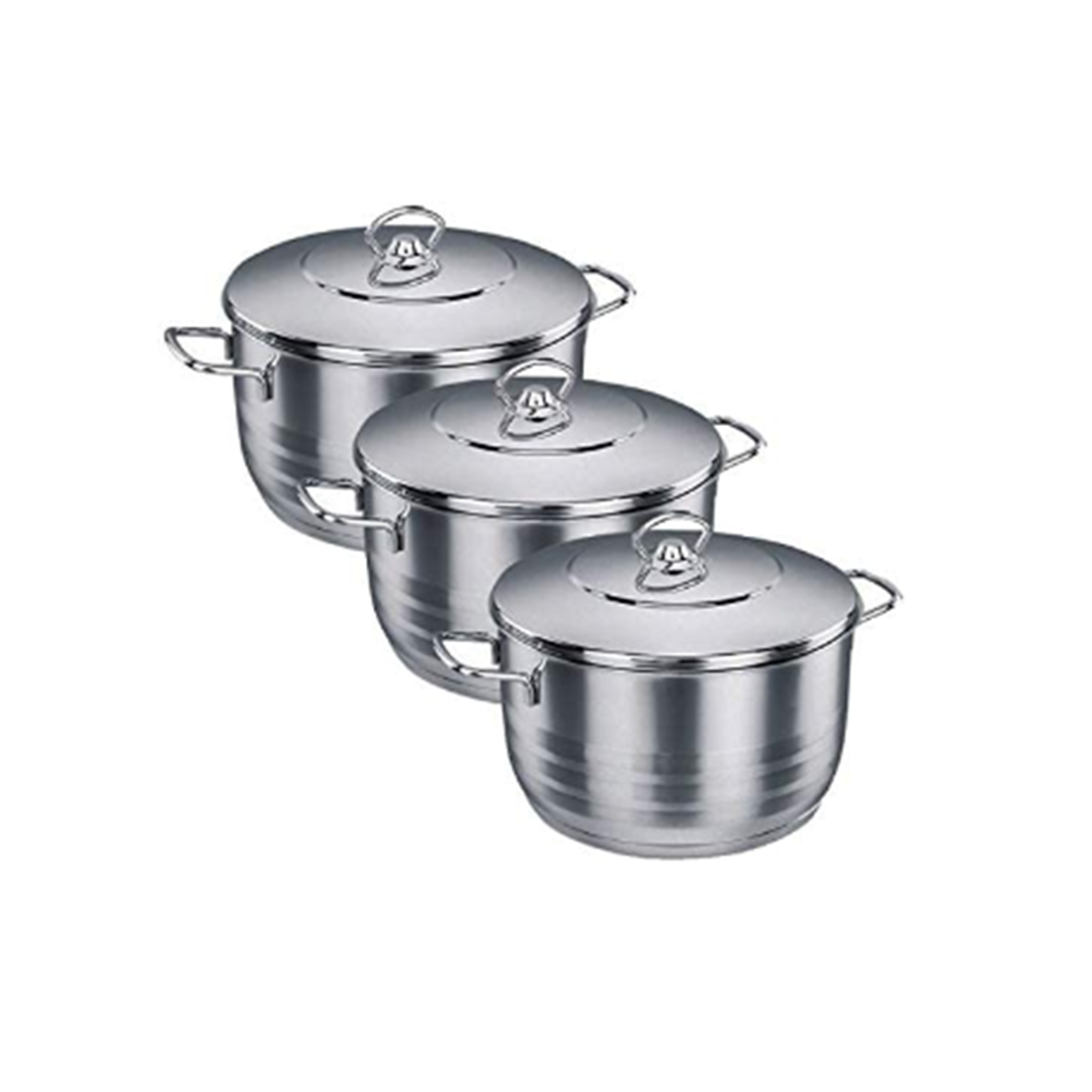Korkmaz Perla 9 Piece Stainless Steel Cookware Set in Silver