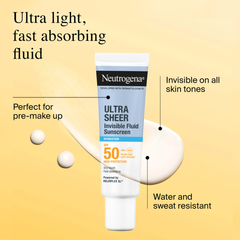 Neutrogena Ultra Sheer Invisible Fluid Hydration SPF50 Sunscreen, 50ml