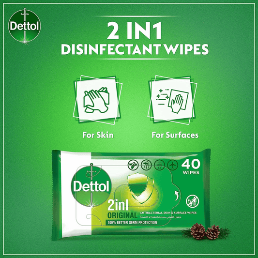 Dettol Original Antibacterial Skin and Surface Wipes 40s