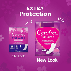 Carefree Panty Liners Plus Large Fresh Scent 48's