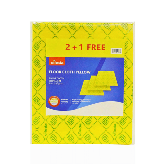 Vileda Floor Cloth Yellow, Pack of 2 + 1 Free