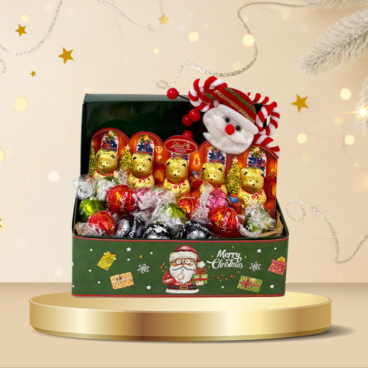 Lindt Christmas Hamper Secret Mini Teddy 5X10g + Lindor Assorted 200g