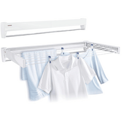 Leifheit 83100 Telefix 100 Wall Mount Retractable Plastic Clothes Drying Rack