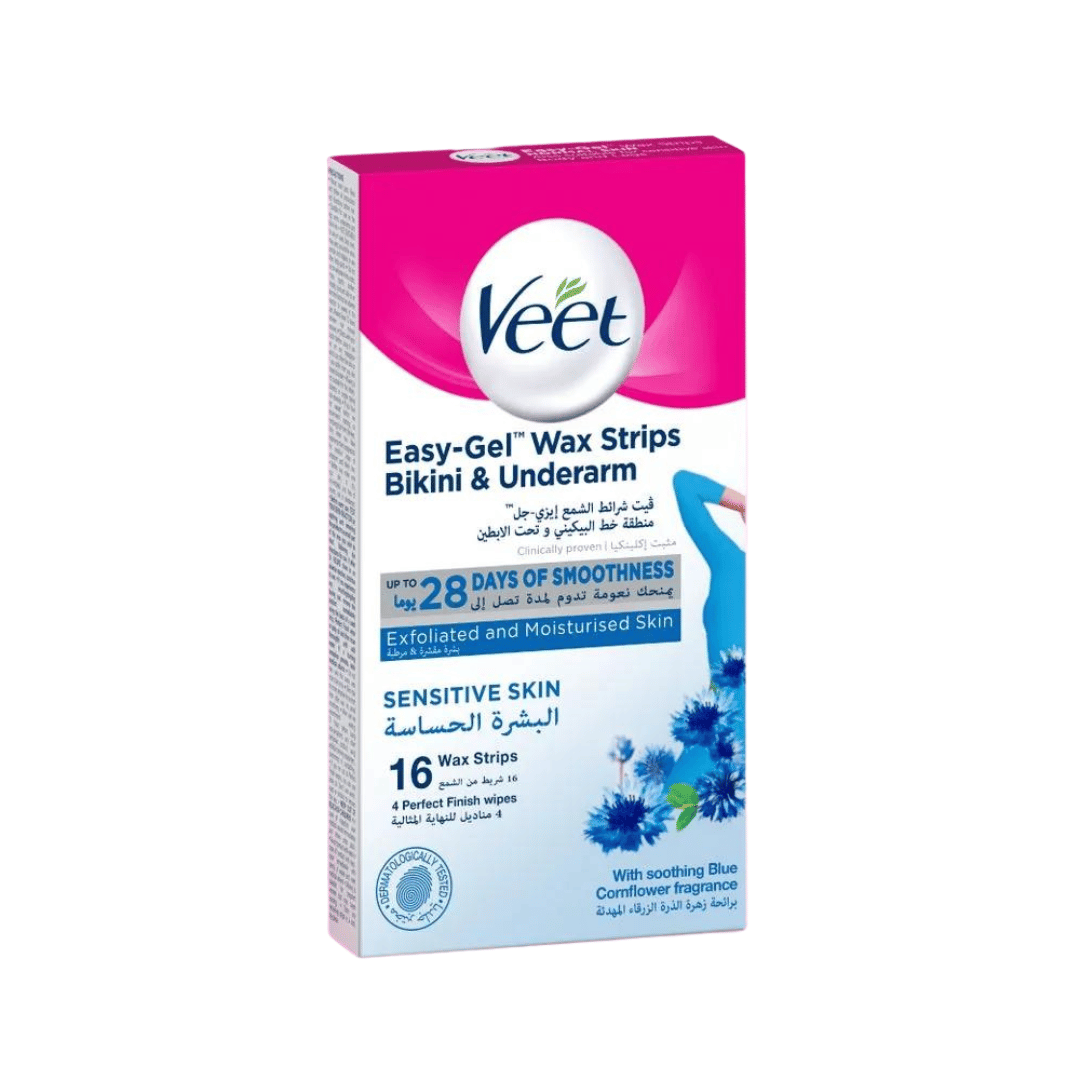 Veet Easy Gel Wax Strips Bikini & Underarm Sensitive Skin, 16s