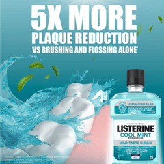 Listerine Mouthwash Cool Mint, Zero Alcohol, Milder Taste, 250ml