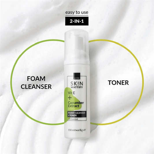 Avon SK!N Mattify Cleanser Foam + Toner, 150ml