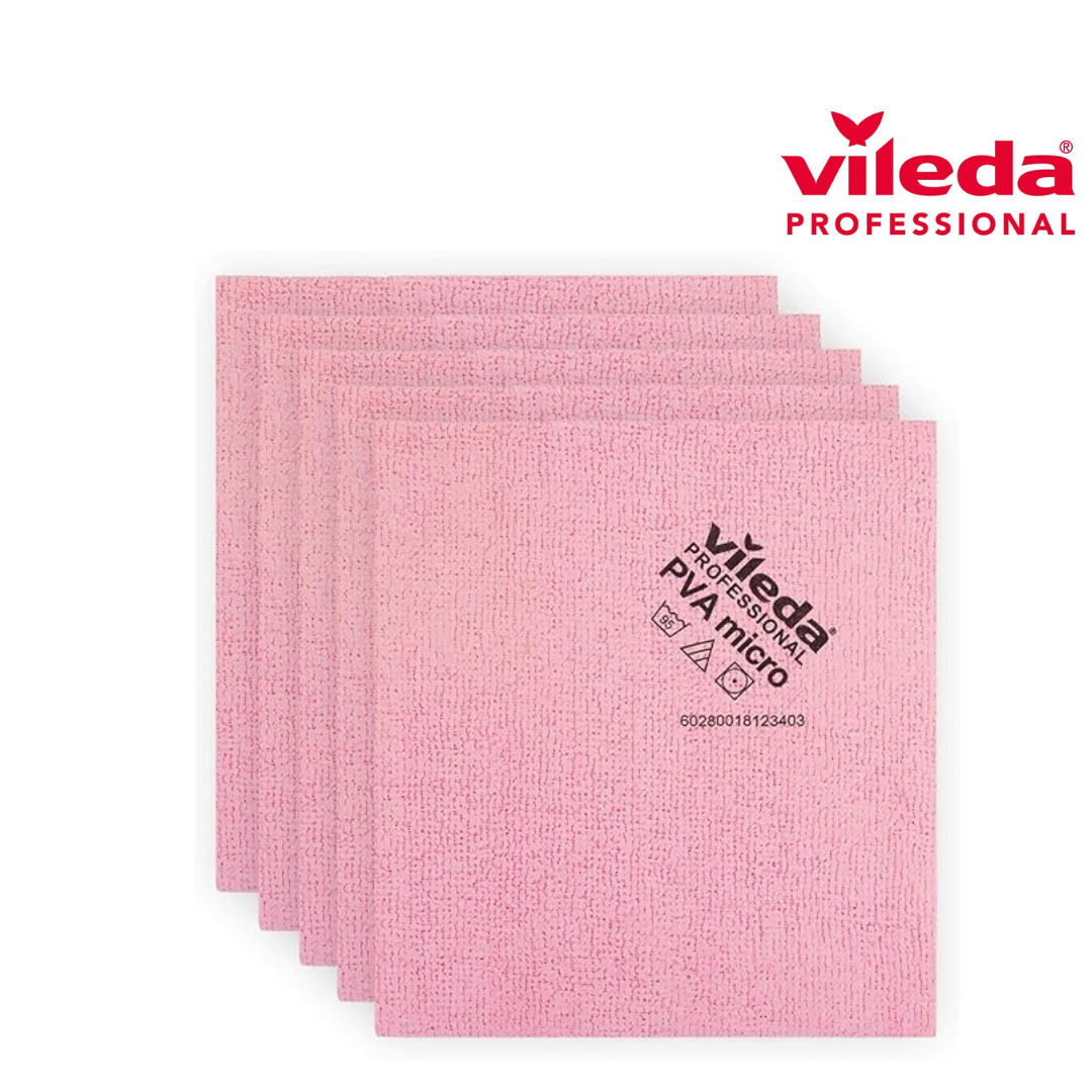 Vileda Professional PVA Microfiber Wipe Pink, Pack of 5