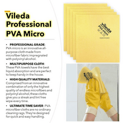 Vileda Professional PVA Microfiber Wipe Yellow, Pack of 5
