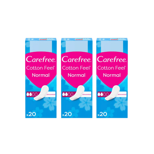 Carefree Cotton Feel Panty Liners Fresh Scent 20s, Pack of 2+1 Free