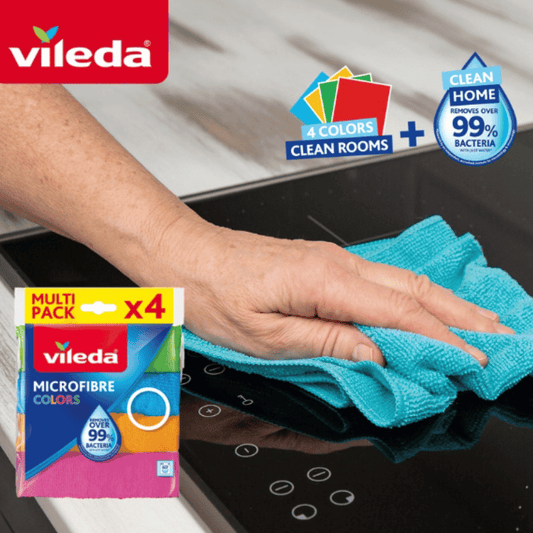 Vileda Microfibre All-Purpose Cloth Colors | 100% microfibre  Pack 4 cloths