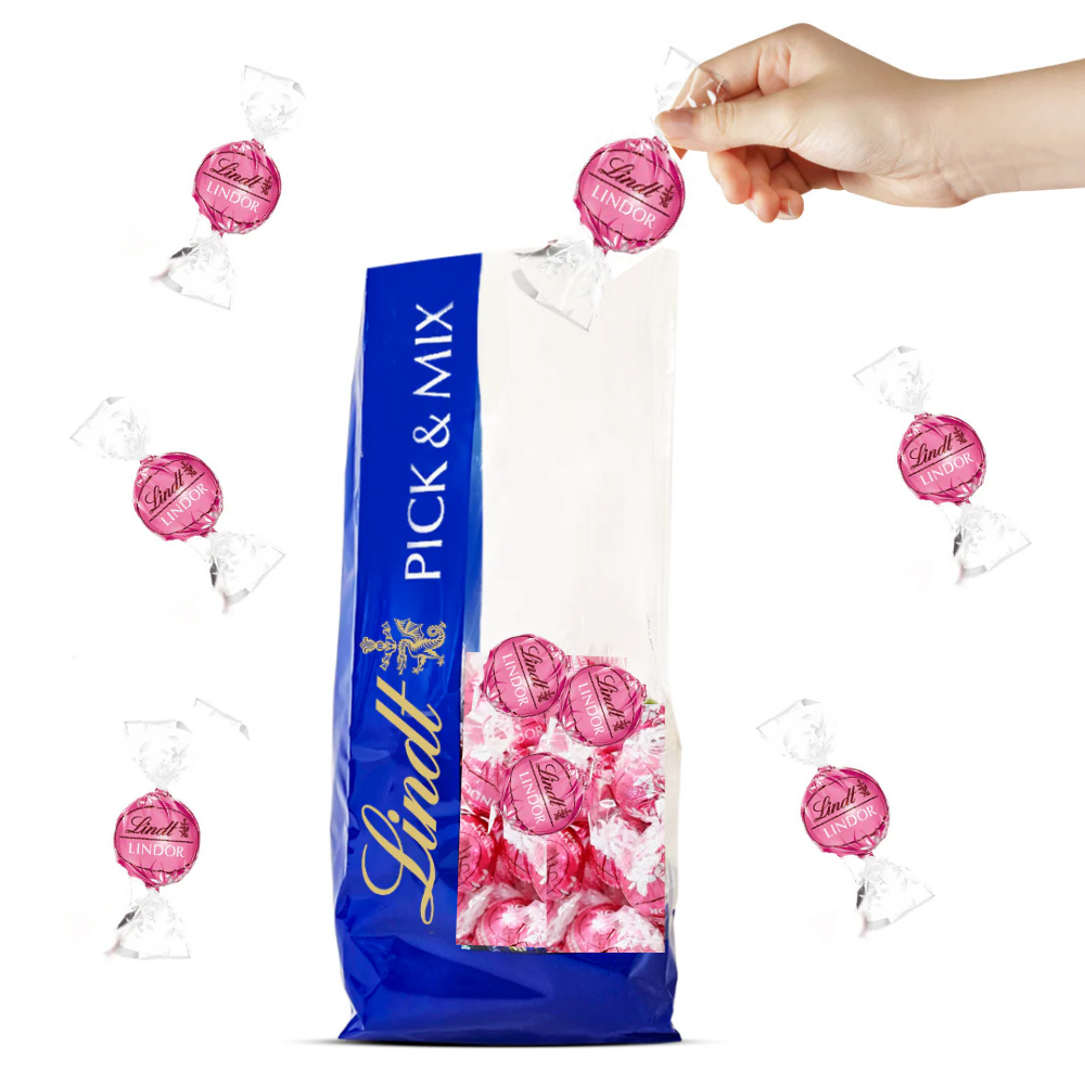 Lindt Lindor Chocolate Strawberry Bag 500g, 40 Pieces