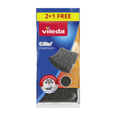 Vileda Vileda Glitzi Power Inox Metallic scouring pad, Pack of 2 + 1 Free