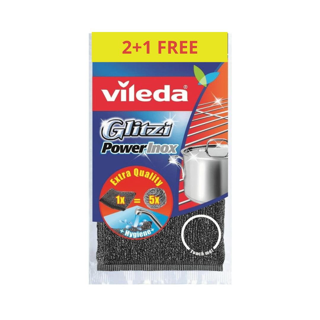 Vileda Vileda Glitzi Power Inox Metallic scouring pad, Pack of 2 + 1 Free