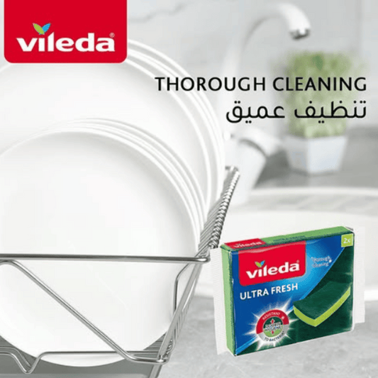 Vileda Ultra Fresh Sponge, Anti-Bacterial Scourer, Pack of 6 + 2 Free