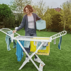 Vileda Solar Resin X-Leg Indoor and Outdoor Cloth Dryer 20m, Weatherproof , Lightweight, Stabile - White (181.5 x 55 x 88 cm)