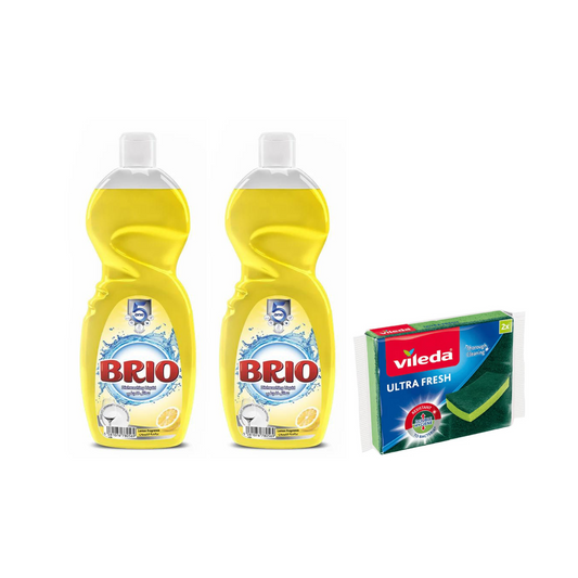 Brio Dishwashing Lemon 2x650ml + Ultra Fresh Free