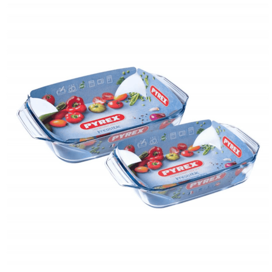 Pyrex Irresistible Glass Rectangular Roaster Set of 2, 3.8L & 2.9L