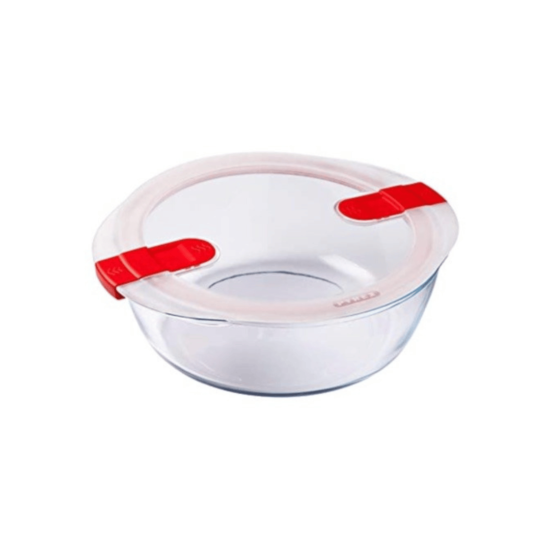 Pyrex Cook & Heat Glass Round Dish With Lid, 2.3L, 208PH00