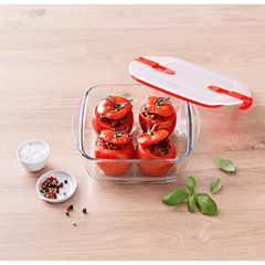 Pyrex Cook & Heat Glass Square Dish With Lid, 0.35L,  210PH00