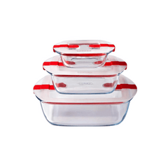 Pyrex Cook & Heat Glass Square Dish With Lid, 0.35L,  210PH00