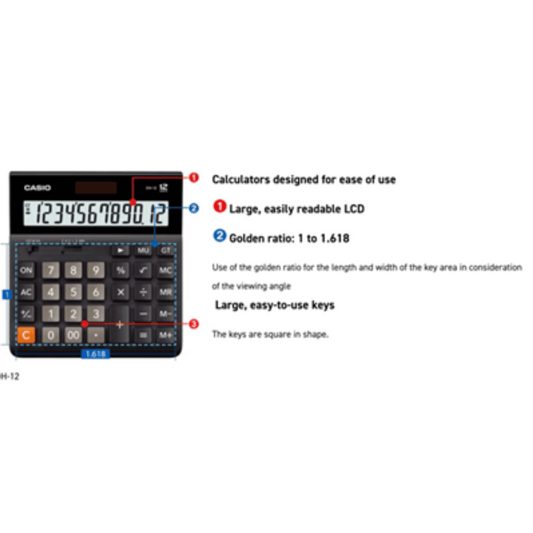 Casio Practical Calculator Mini Desk Type MH-14-BK