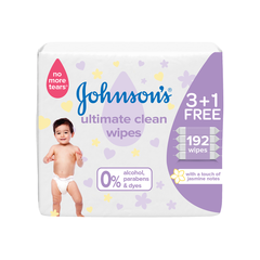 Johnson's Baby Wipes Ultimate Clean 48s, Pack of 3+1 Free