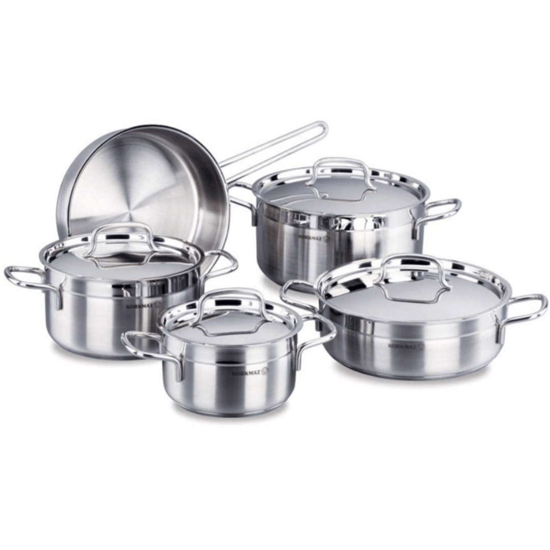 Korkmaz Alfa Set of 9 Stainless Steel Cookware, A1660