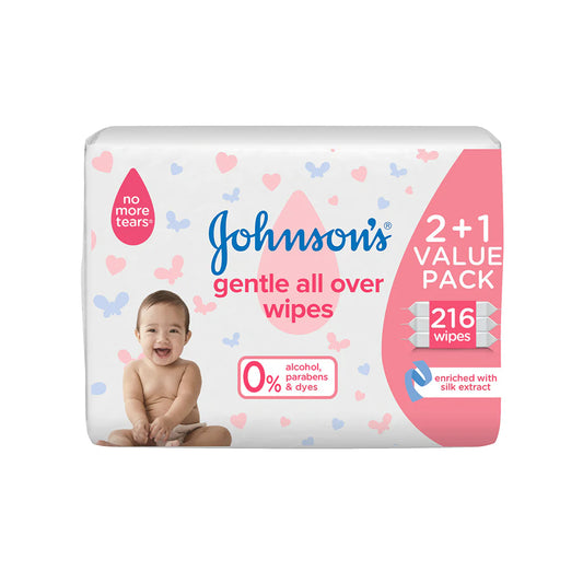 Johnson's Baby Wipes Gentle All Over 72s, 2+1 Free