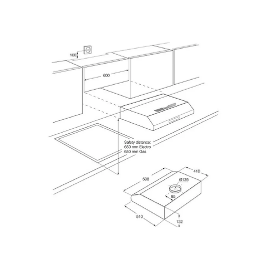 Electrolux 60cm  Traditional Hood LFU116X