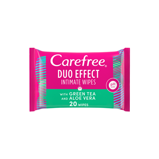 Carefree Intimate Wipes Duo Effect Green Tea & Aloe Vera, 20s
