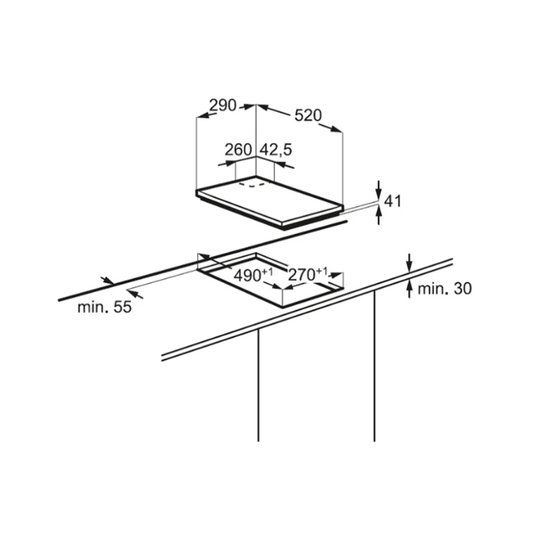 Electrolux 30cm Gas Hob EGC3322NOK  Black