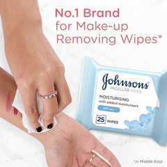 J&J Facial Wipes Micellar Moisturizing Dry Skin, 25s