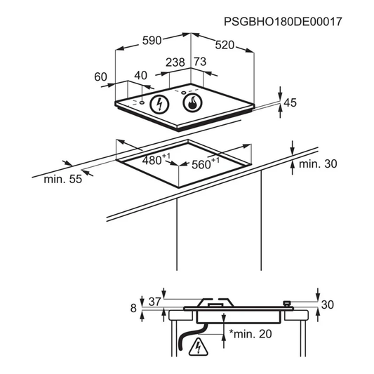 Electrolux 60cm Gas Stove KGG6436K Black